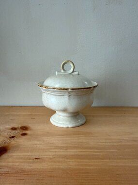 Vintage Mikasa Speckled Stoneware Covered Sugar Bowl | Retro Loop Lid Pedestal